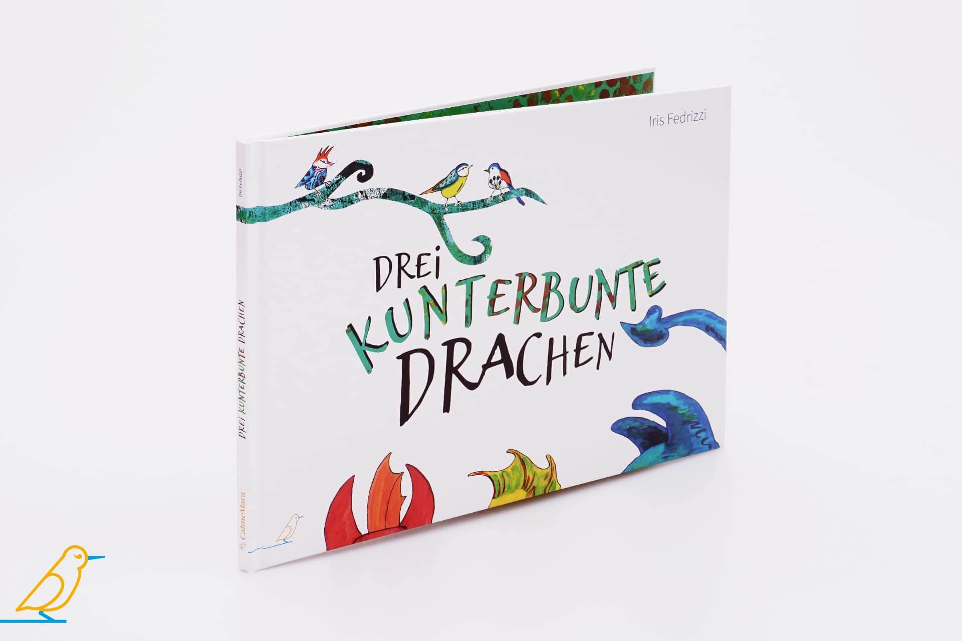 Produktansicht Bilderbuch „Drei kunterbunte Drachen“ von Iris Fedrizzi