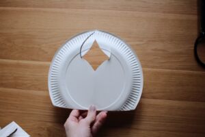 Foto: an der Zeichnung auf dem Pappteller wurde etwas herausgeschnitten