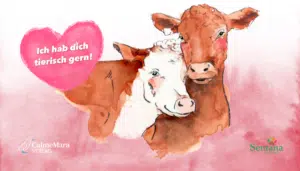 Ich hab dich tierisch gern! Grußkarte: zwei kuschelnde Kühe, " Ich hab dich tierisch gern! "