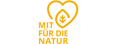 Herz mit Blatt, Text "mit für die Natur"