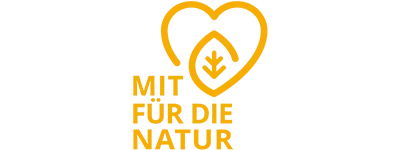 Herz mit Blatt, Text "mit für die Natur"
