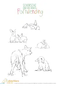 Bild zum Ausmalen: Ziegen, Vögel und Hasen, "Schorschi und das bunte Familiending"