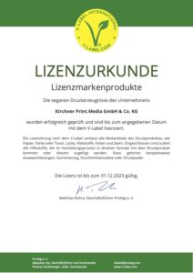 Lizenzurkunde zum V-Label