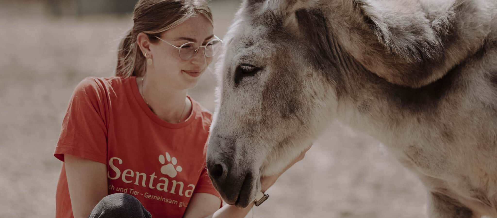 Kristin Albrecht streichelt einen Esel