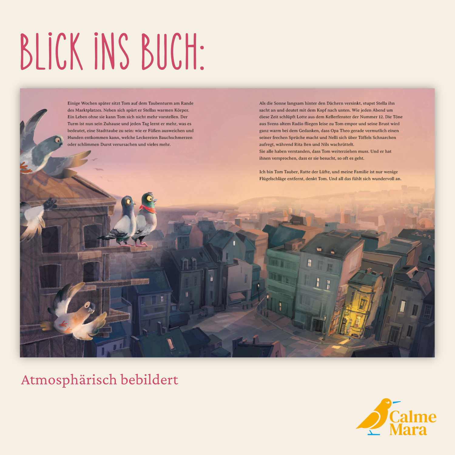 Bilderbuch über das abenteuerliche Leben einer Stadttaube - Blick ins Buch