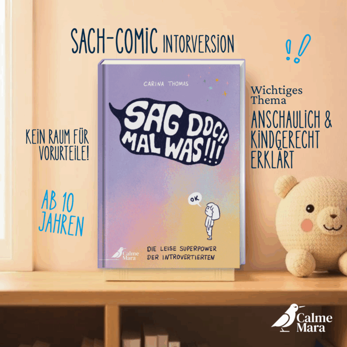 Buch "Sag doch mal was" in Kinderzimmer abgebildet. Text: Sach Comic zur Introversion