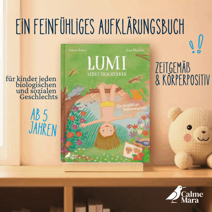 Buch "Lumi lernt sich kennen" in Kinderzimmer abgebildet.
