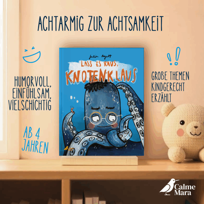 Buch "Lass es raus Knotenklaus" in Kinderzimmer abgebildet.