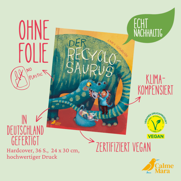 Vorteile vom Buch wie etwas Nachhaltigkeit, kein Plastik und Produktion in Deutschland herausgestellt
