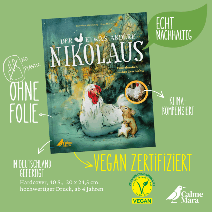 Vorteile vom Buch wie etwas Nachhaltigkeit, kein Plastik und Produktion in Deutschland herausgestellt