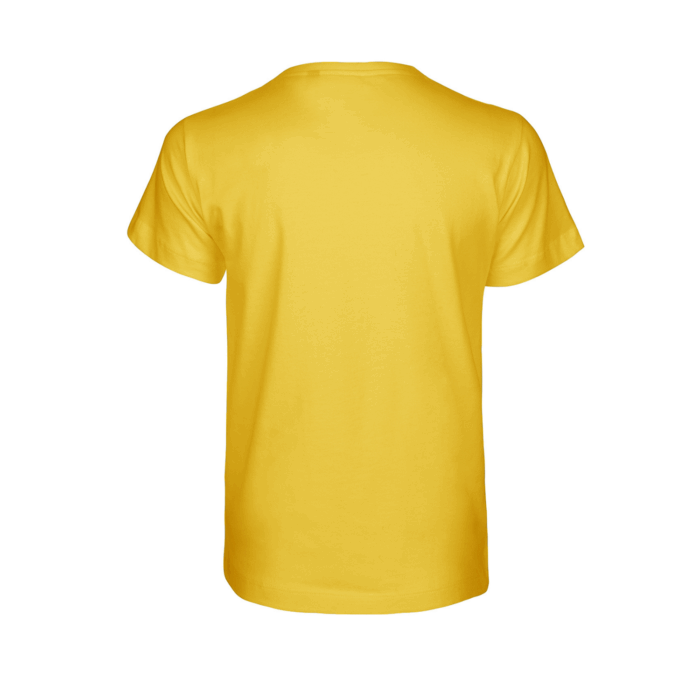 Rückansicht gelbes T-Shirt ohne Aufdruck
